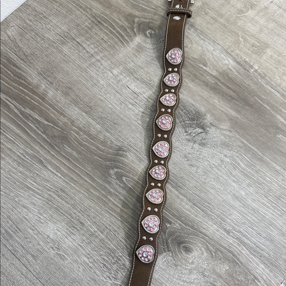 Nocona Brown Belt with Pink and Silver Details - Picture 4 of 5